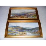 C H Rowe, a pair of watercolour paintings of landscape scenes, possibly Dartmoor,