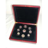 A cased coin collection.