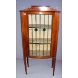 An Edwardian inlaid display cabinet (one pan of glass cracked).