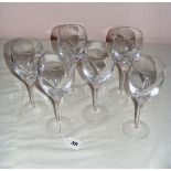 Waterford Crystal, six "Siren" pattern wine glasses, each measuring 8.