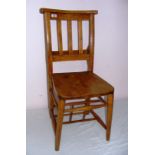 Chapel chair, a single mid 20th century oak example, measuring 33.5" tall.