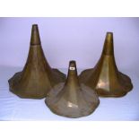 Three gramophone horns.