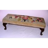 Victorian, a mahogany cabriole legged long stool,