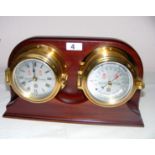 Sewills of Liverpool, a mahogany cased brass ships clock and barometer.