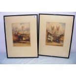 Featherstone Robson (1880-1936), a pair of etchings depicting Lincoln Cathedral, measuring 11" x 8",