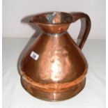 A 19th century copper gallon ale harvest/haystack measure jug,