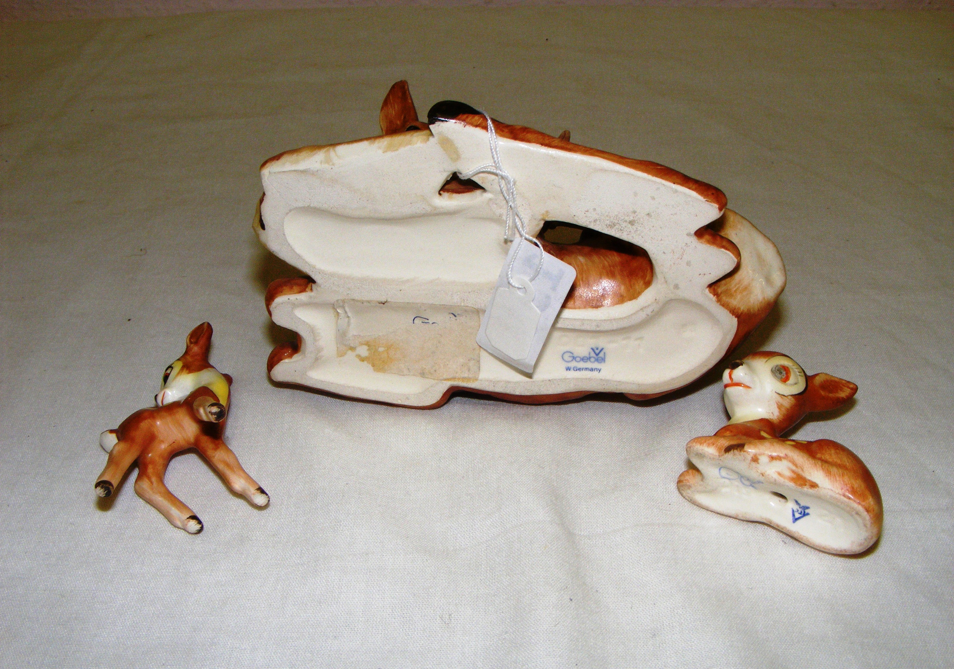 Three Goebel figurines consisting of two small 'Bambi' figurines and a Deer and Fawn figurine, - Image 2 of 2