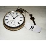 A sterling silver cased pocket watch, the dial signed Elgin Nat'l Watch Co,
