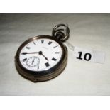 A sterling silver cased pocket watch, the dial signed Waltham,