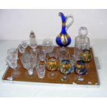 A selection of crystal and glassware including two Waterford Crystal glasses,