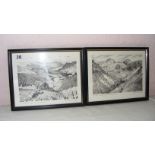 A Wainwright (1907 - 1991), two hand signed pictures entitled "Scafell Pike,