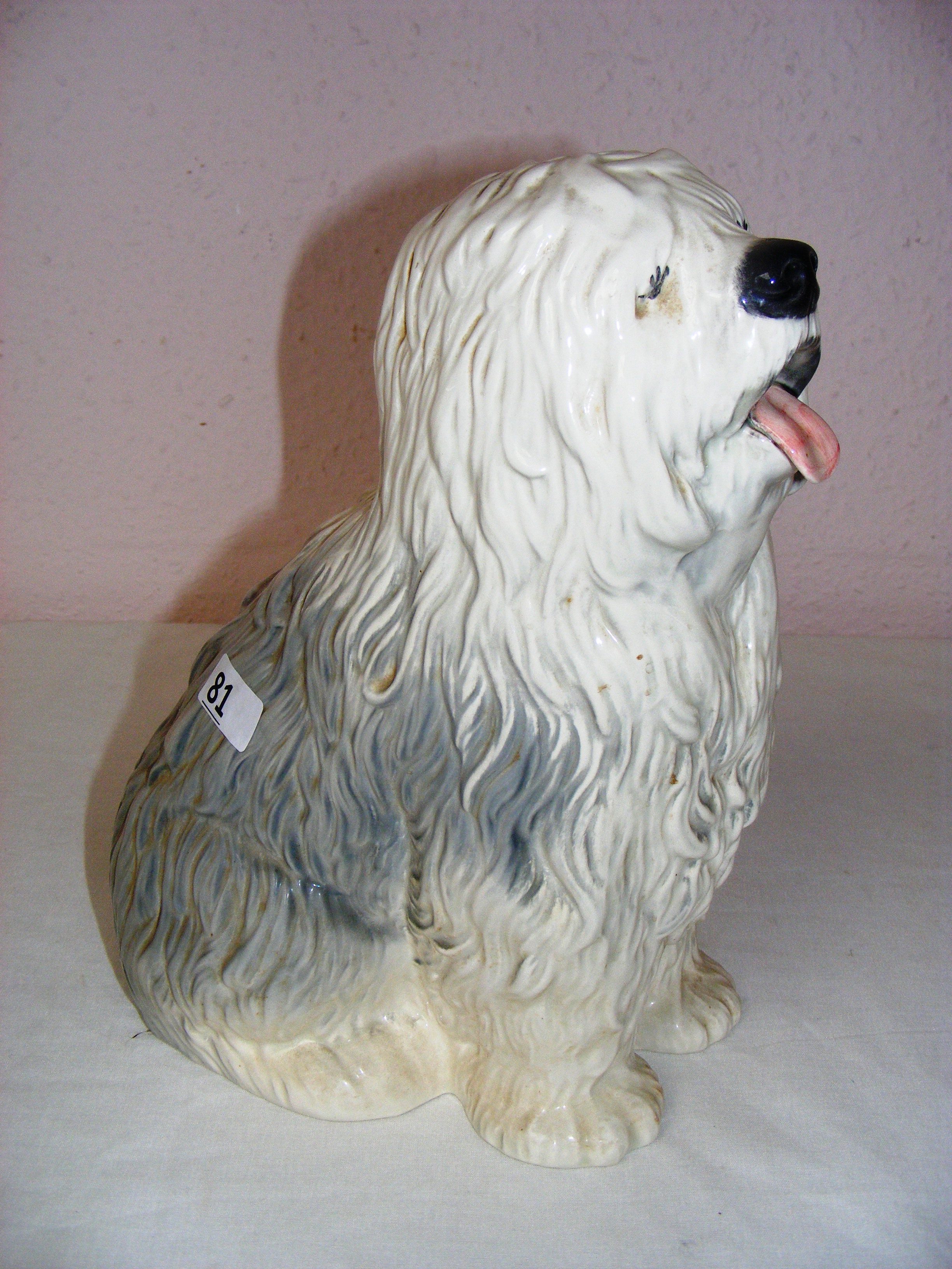 A large Beswick porcelain figurine of a Old English Sheepdog,