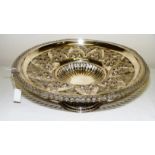 A Victorian silver plated table centrepiece bowl beautifully cast with flowers and pierced