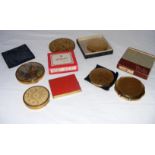 Various vintage powder compacts including a Helena Rubinstein example, Stratton etc, some boxed.