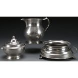A THREE PIECE GROUP OF EARLY AMERICAN PEWTER