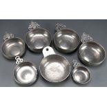 7 EARLY AMERICAN PEWTER PORRINGERS