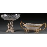 GERMAN ETCHED CRYSTAL & SILVER COMPOTE