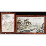 TWO CHINESE FAMILLE ROSE PORCELAIN PLAQUES