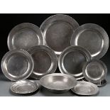 11 PC GROUP OF ENGLISH PEWTER PLATES