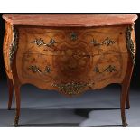 A GOOD FRENCH LOUIS XV STYLE MARQUETRY COMMODE