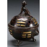 A FINE JAPANESE PARCEL GILT BRONZE CENSER