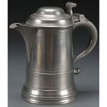 EARLY AMERICAN PEWTER FLAGON, THOMAS BOARDMAN