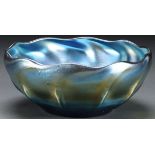 AN L. C. TIFFANY BLUE FAVRILLE ART GLASS BOWL