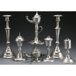 7 AMERICAN PEWTER LIGHTING PIECES