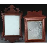 TWO EARLY AMERICAN LOOKING GLASS MIRRORS