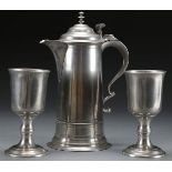 AMERICAN PEWTER FLAGON AND CHALICE SET, BOARDMAN