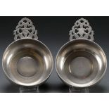 TWO EARLY AMERICAN PEWTER PORRINGERS, 18TH C