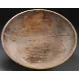 A LARGE AMERICAN WOODEN DOUGH BOWL, MID 19TH C