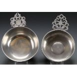 2 AMERICAN PEWTER PORRINGERS, 18TH C