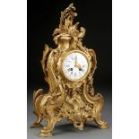 A FRENCH ROCOCO BRONZE MANTLE CLOCK, 19TH CENTURY