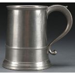 EARLY AMERICAN HANDLED PEWTER MUG, SAMUEL HAMLIN