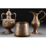 3 INDO-PERSIAN BRASS AND COPPER VESSELS