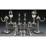 A THIRTEEN PIECE GROUP OF EARLY AMERICAN LIGHTING