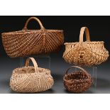 A COLLECTION OF FOUR WOVEN BASKETS, 20TH CENTURY