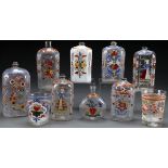 10 STEIGEL TYPE ENAMELED GLASSWARE