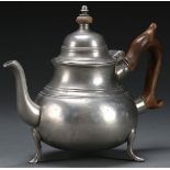 GEORGE II PEWTER TEAPOT, SAMUEL ELLIS