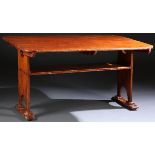 A GOOD EARLY AMERICAN PINE TAVERN TABLE/BENCH