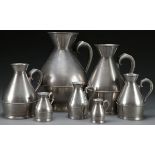 7 IRISH PEWTER MEASURES, CIRCA 1828