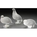 THREE LALIQUE FRENCH CRYSTAL FIGURES, AFTER 1945