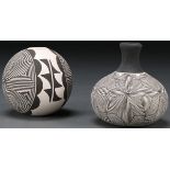 A PAIR OF ACOMA NATIVE AMERICAN POTTERY VESSELS