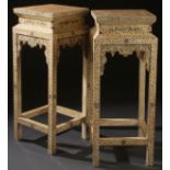 A PAIR OF MATCHING CHINESE CARVED BONE PEDESTALS