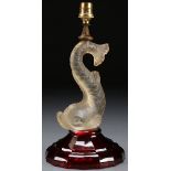 A BACCARAT FIGURAL DOLPHIN GLASS LAMP BASE