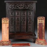 A JAPANESE CARVED WOOD TABLE SHRINE, MEIJI PERIOD