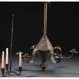 AN EARLY AMERICAN TIN CANDLE CHANDELIER, 19TH C.