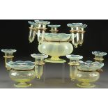 3 PC VICTORIAN ART GLASS EPERGNES