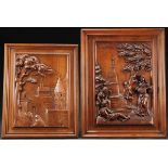 2 GOTHIC REVIVAL FIGURAL WALNUT PANELS